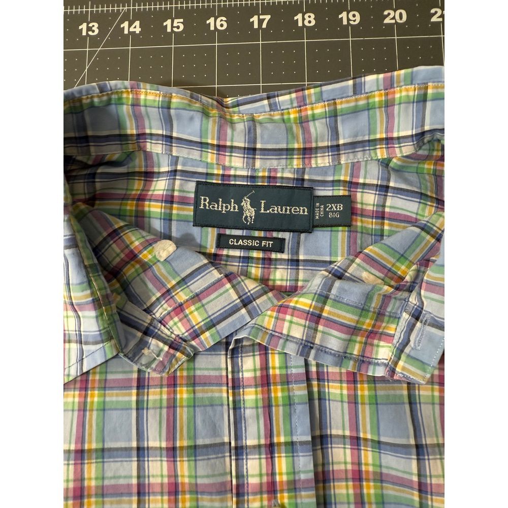 Ralph Lauren XXL Classic Fit Plaid Button Down Long Sleeve Shirt Preppy Spring - Picture 5 of 11